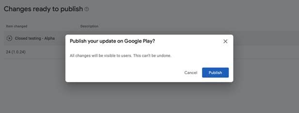 Android App Rollout Unpublished on Google Play Console